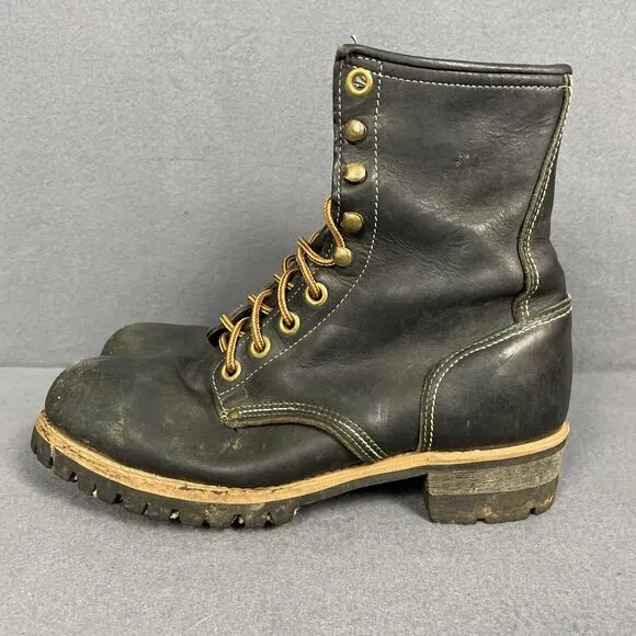 Georgia Boot Steel Toe 8.5 M Black USA Waterproof Logger Boot 8&quot; Shaft
