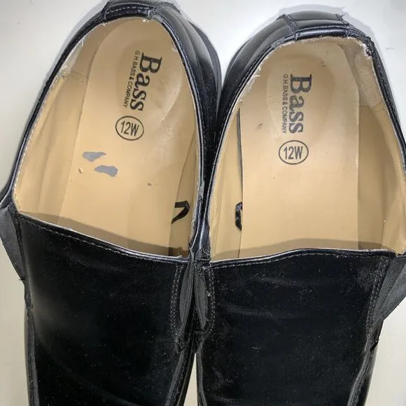 GH Bass Co Black Ashbury Square Toe Slip On Loafers Shoes Mens Size 12W