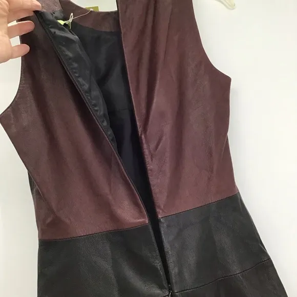 Gianni Bini Hillary Dress Genuine Leather Bodycon Modern Minimalist NWT Size XS