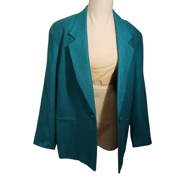 GIANNI Sport Jacket Blazer Sz 8 GREEN Oversized Boxy City Career Office Modern