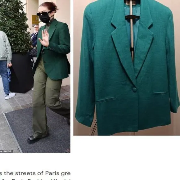 GIANNI Sport Jacket Blazer Sz 8 GREEN Oversized Boxy City Career Office Modern
