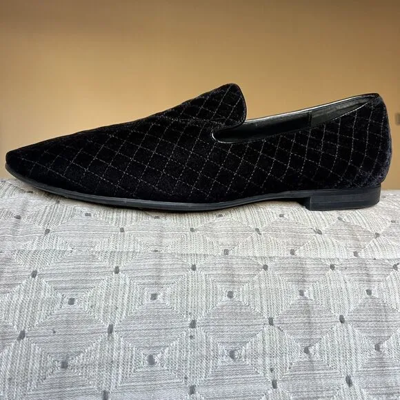 Giorgio Brutini Chatwal Quilted Black Velvet Casual Loafer Shoes Slippers Men 12