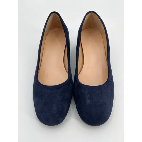 Girotti Classic Heeled Shoes Sz 39 Navy Blue Suede Slip On Pumps Shoes