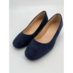 Girotti Classic Heeled Shoes Sz 39 Navy Blue Suede Slip On Pumps Shoes