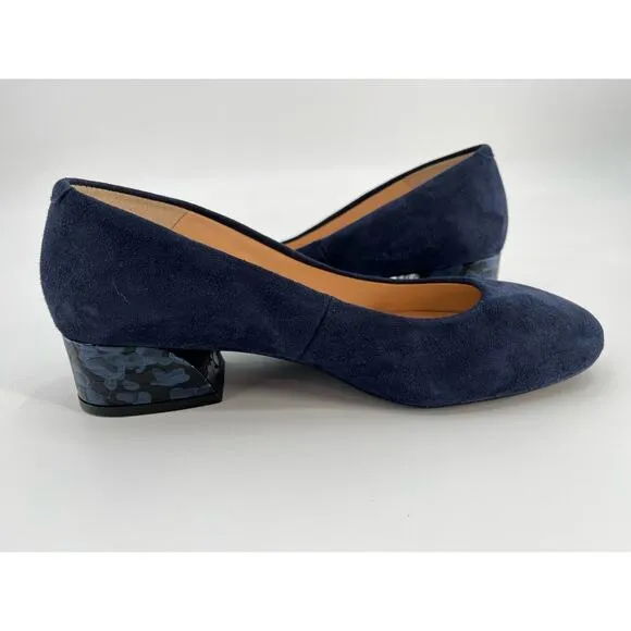 Girotti Classic Heeled Shoes Sz 39 Navy Blue Suede Slip On Pumps Shoes