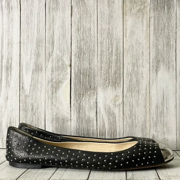 GIUSEPPE ZANOTTI Bianca Studded Cap Toe Ballet Flats Shoes