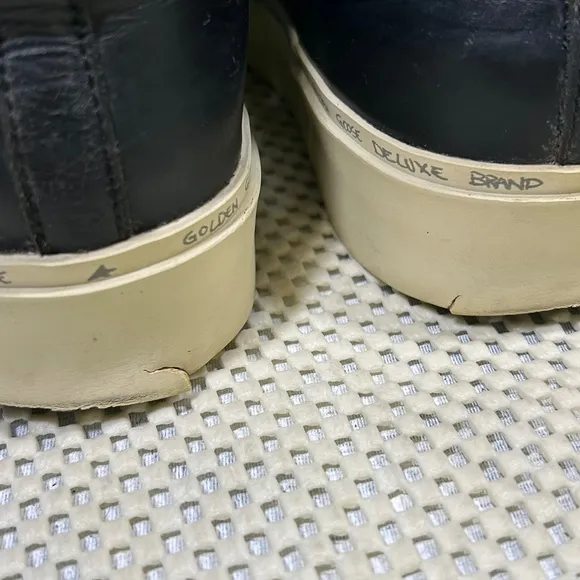 Golden Goose Hi Star Platform Sneakers Leather Gold Star Black Womens 35…