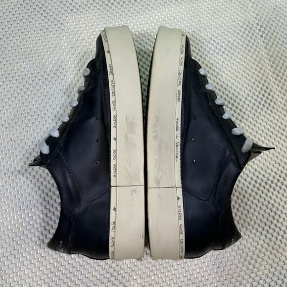 Golden Goose Hi Star Platform Sneakers Leather Gold Star Black Womens 35…