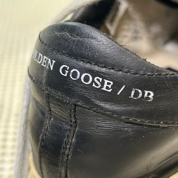 Golden Goose Hi Star Platform Sneakers Leather Gold Star Black Womens 35…