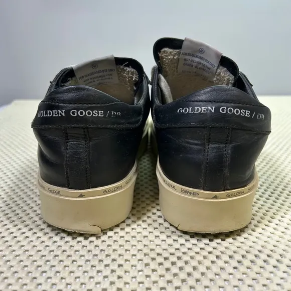 Golden Goose Hi Star Platform Sneakers Leather Gold Star Black Womens 35…