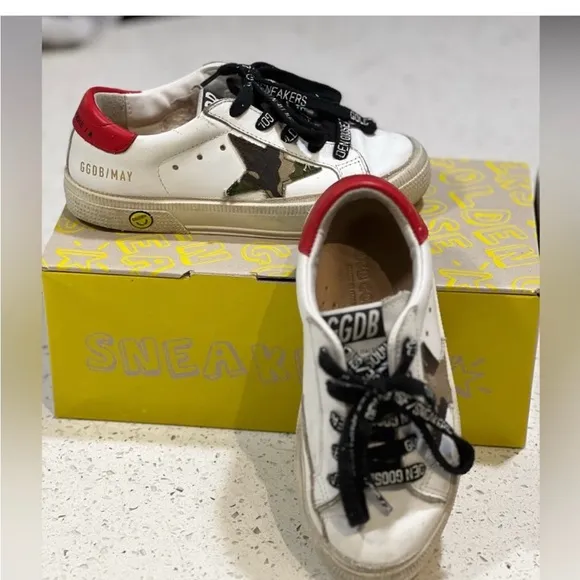 Golden Goose Kids White and Red Sneakers