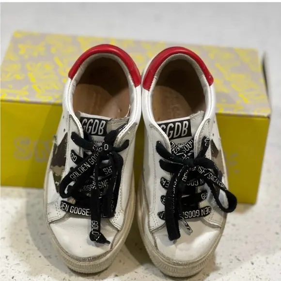 Golden Goose Kids White and Red Sneakers