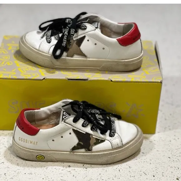 Golden Goose Kids White and Red Sneakers