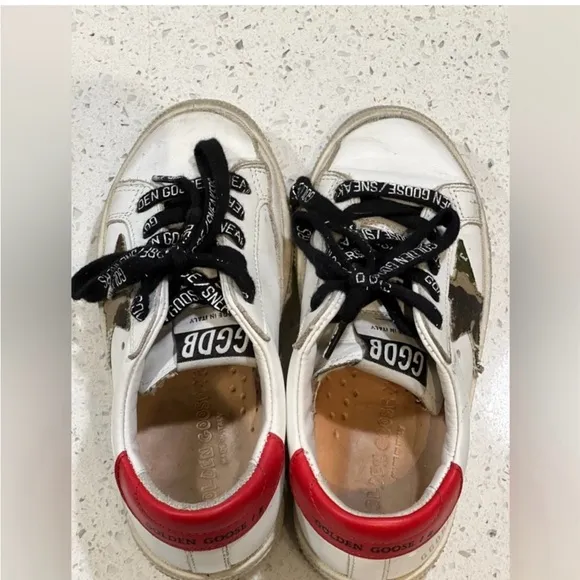 Golden Goose Kids White and Red Sneakers
