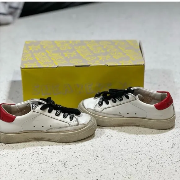 Golden Goose Kids White and Red Sneakers
