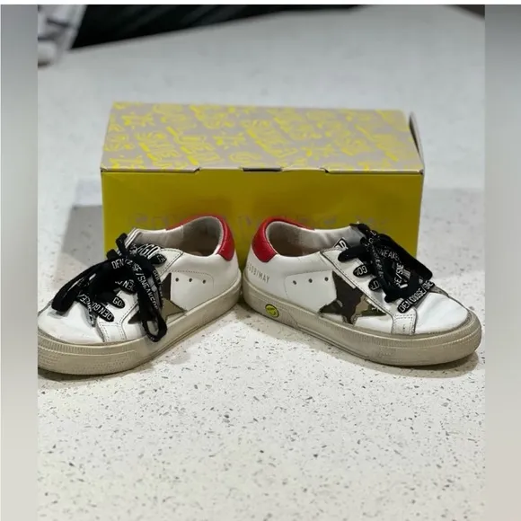 Golden Goose Kids White and Red Sneakers