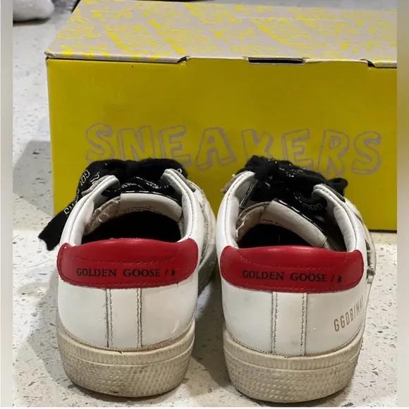Golden Goose Kids White and Red Sneakers