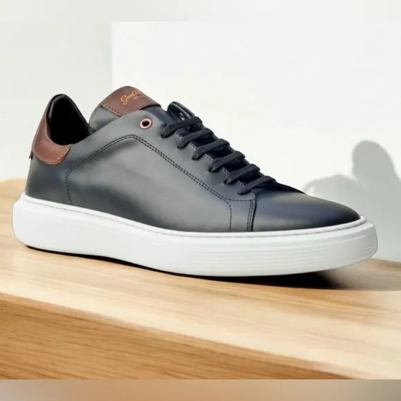 Good Man Italian Leather Sneakers 8.5 Legend London Black Shoes New NIB Luxury