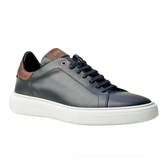 Good Man Italian Leather Sneakers 8.5 Legend London Black Shoes New NIB Luxury
