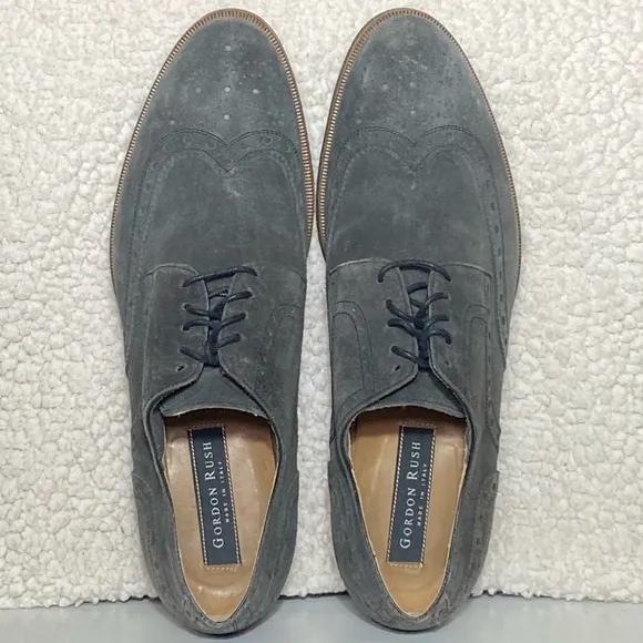 Gordon Rush Men's Grey Concord Leather Lace Up Wingtip Classic Dress Shoes SZ 12