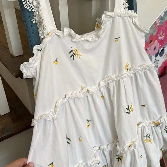 GPD Embroidered Tiered Ivory Dress