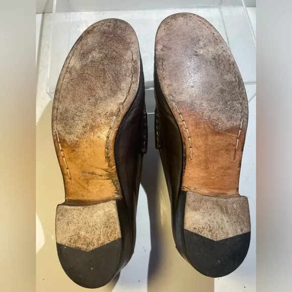 GUCCI classic leather horse bit loafers shoes mens sz 12 made in italy