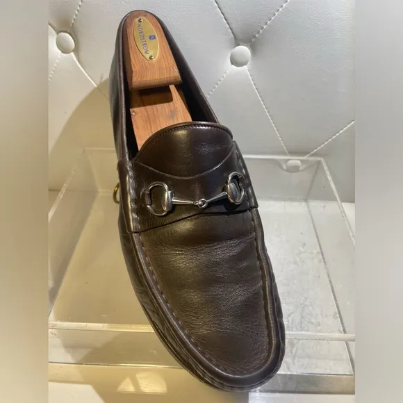 GUCCI classic leather horse bit loafers shoes mens sz 12 made in italy