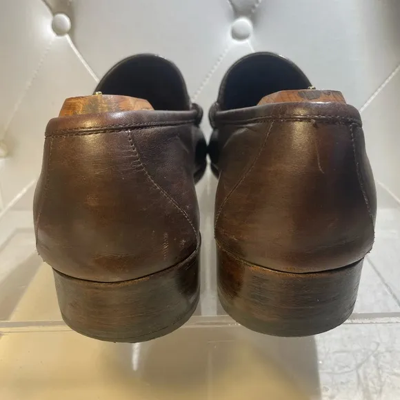 GUCCI classic leather horse bit loafers shoes mens sz 12 made in italy