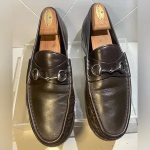 GUCCI classic leather horse bit loafers shoes mens sz 12 made in italy