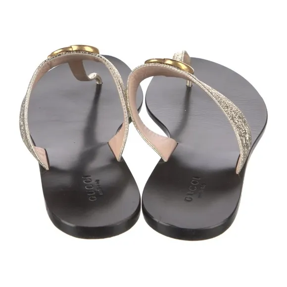 Gucci Gold GG Logo Sandals