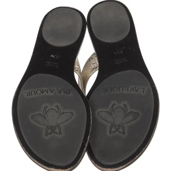 Gucci Gold GG Logo Sandals
