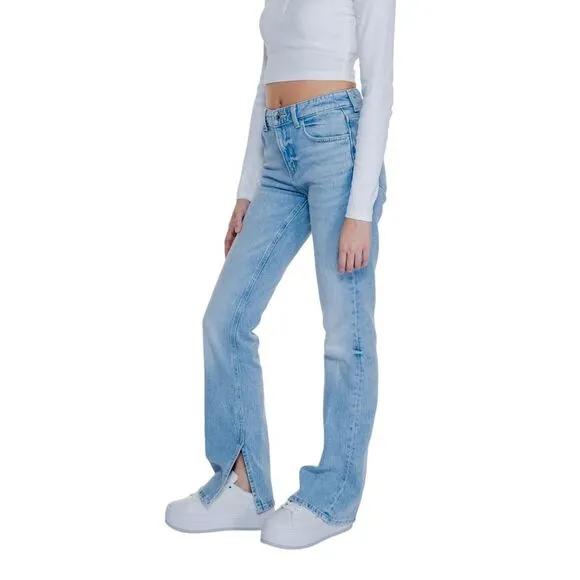Guess Blue Cotton-Lycra Womens Jeans with Zip and Button Fastening