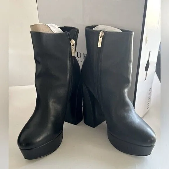 GUESS Women's Crafty 9.5M Heavy Platform Booties boots high heels,  club shoes