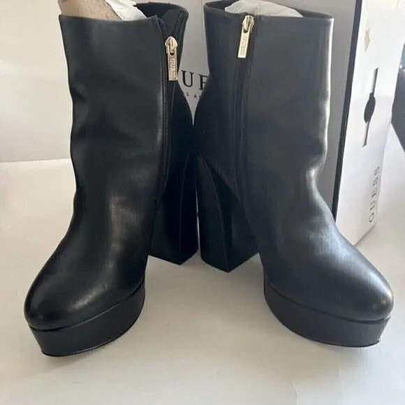 GUESS Women's Crafty 9.5M Heavy Platform Booties boots high heels,  club shoes