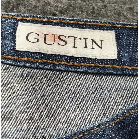 Gustin Selvedge Jeans Men Blue Raw Denim Slim Button Fly USA 29 X 25