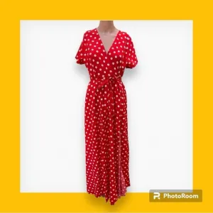 GYK 2XL polka dot red and white faux wrap maxi dress modern size 6 8