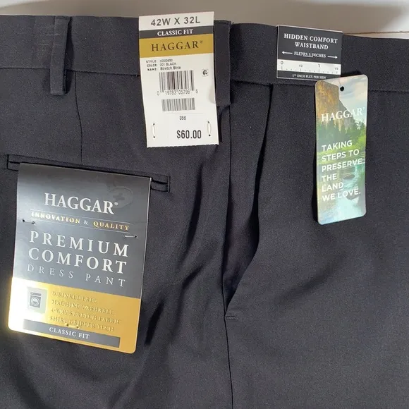 HAGGAR Premium Comfort Dress Pant Classic Fit, Flat Front, Wrinkle Free