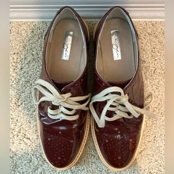 HALOGEN | Burgundy Genuine Leather Classic Lace Up Oxford Shoes | Womens 6.5