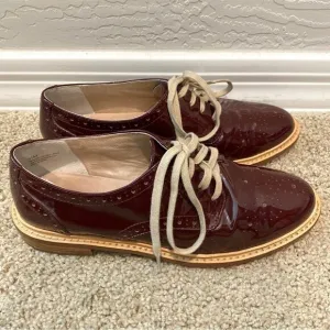 HALOGEN | Burgundy Genuine Leather Classic Lace Up Oxford Shoes | Womens 6.5