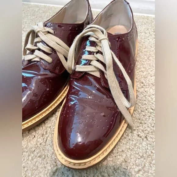 HALOGEN | Burgundy Genuine Leather Classic Lace Up Oxford Shoes | Womens 6.5
