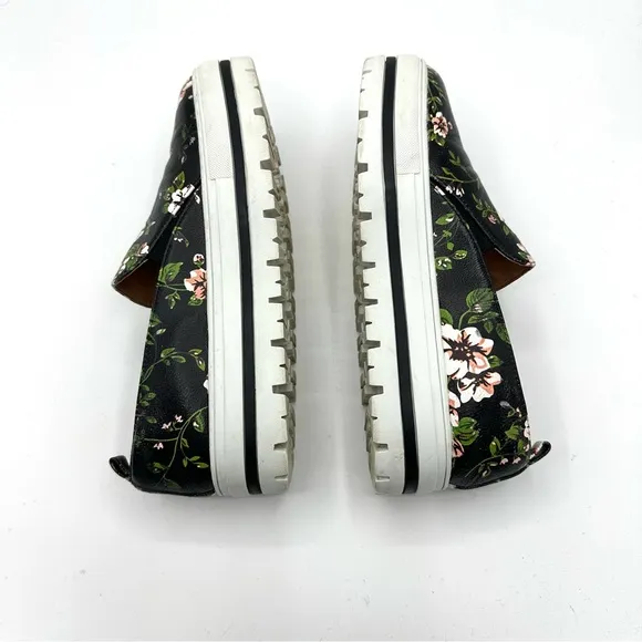Halogen Teagan Platform Dark Floral Leather Sneakers Lugged Shoes
