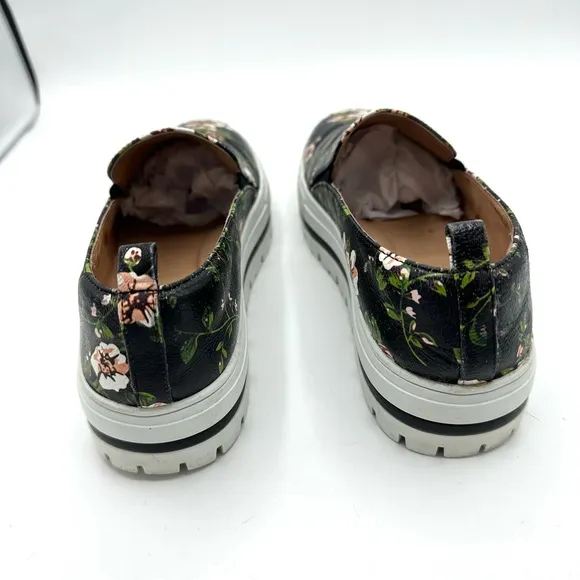 Halogen Teagan Platform Dark Floral Leather Sneakers Lugged Shoes