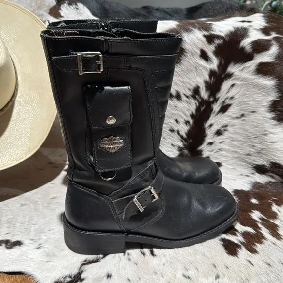 HARLEY-DAVIDSON Booker Motorcycle Riding Boots size 8 A13