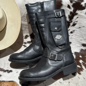HARLEY-DAVIDSON Booker Motorcycle Riding Boots size 8 A13