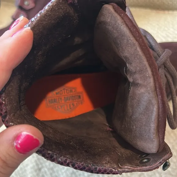 🆕🏍️Harley-Davidson Suede Burgundy Lace-Up Ankle Booties