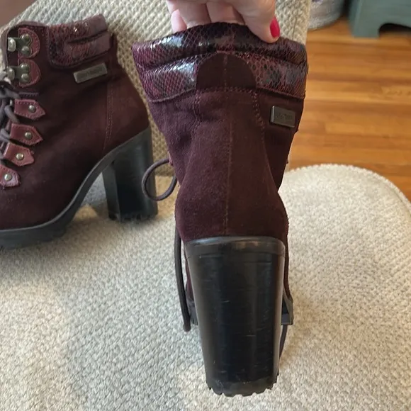 🆕🏍️Harley-Davidson Suede Burgundy Lace-Up Ankle Booties