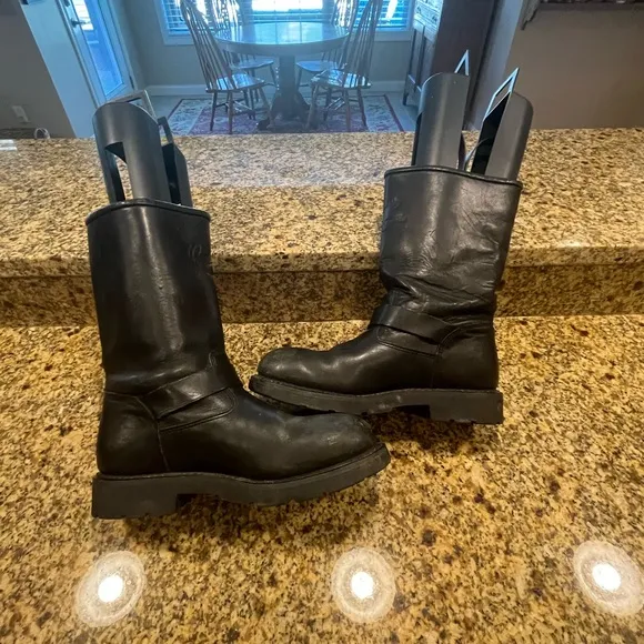 Harley Davidson Vintage Black Leather Motorcycle Biker Boots Men’s 7 Wmns 8.5