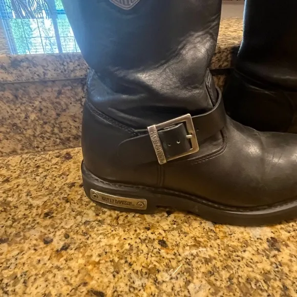 Harley Davidson Vintage Black Leather Motorcycle Biker Boots Men’s 7 Wmns 8.5