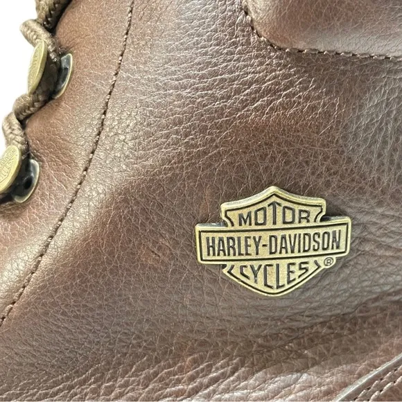 Harley-Davidson Wolverine Brown Pebbled Leather Cresson Laced Moto Riding Boots
