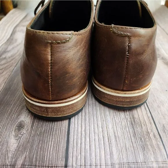 Helm Bradley cap toe teak leather lace-up Oxford shoes 8.5